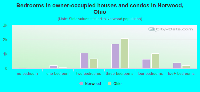 Bedrooms in owner-occupied houses and condos in Norwood, Ohio
