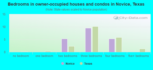 Bedrooms in owner-occupied houses and condos in Novice, Texas