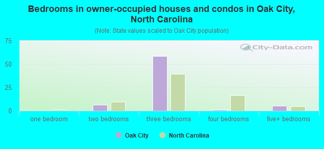 Bedrooms in owner-occupied houses and condos in Oak City, North Carolina