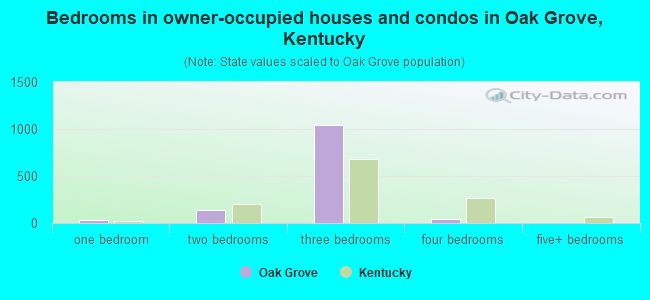 Bedrooms in owner-occupied houses and condos in Oak Grove, Kentucky