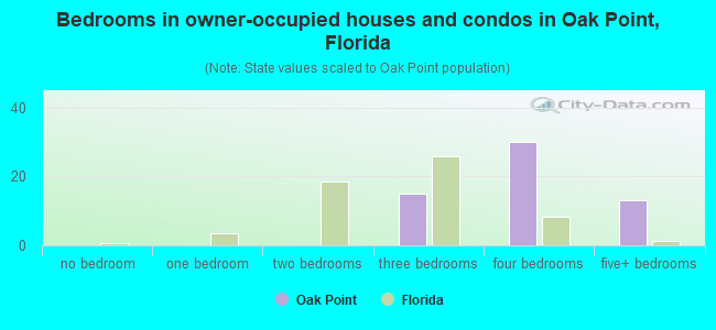 Bedrooms in owner-occupied houses and condos in Oak Point, Florida