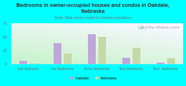 Bedrooms in owner-occupied houses and condos in Oakdale, Nebraska