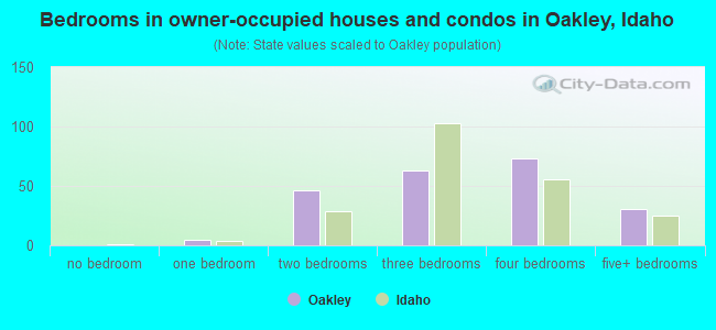 Bedrooms in owner-occupied houses and condos in Oakley, Idaho