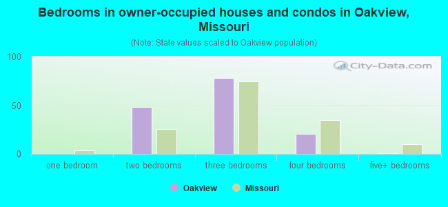 Bedrooms in owner-occupied houses and condos in Oakview, Missouri