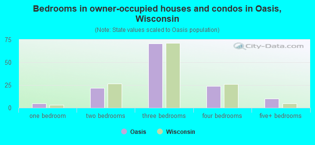 Bedrooms in owner-occupied houses and condos in Oasis, Wisconsin
