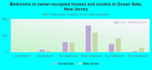 Bedrooms in owner-occupied houses and condos in Ocean Gate, New Jersey