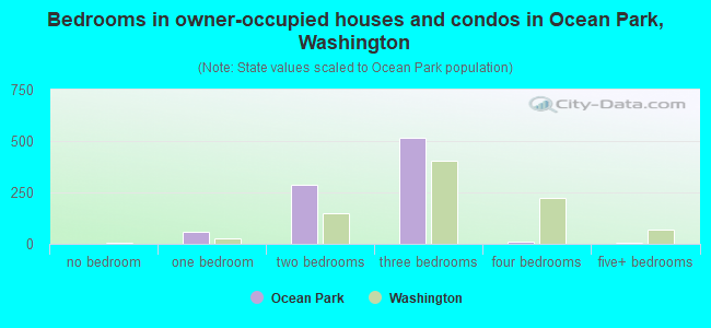 Bedrooms in owner-occupied houses and condos in Ocean Park, Washington