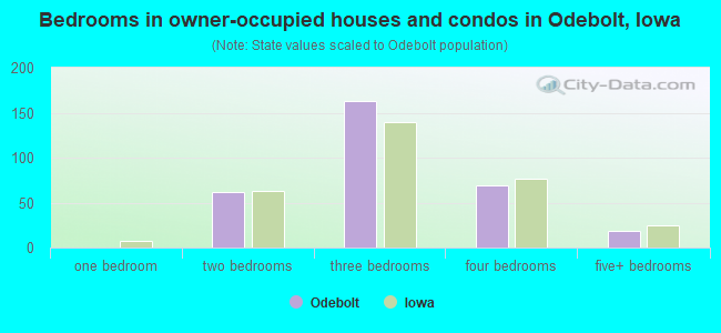 Bedrooms in owner-occupied houses and condos in Odebolt, Iowa
