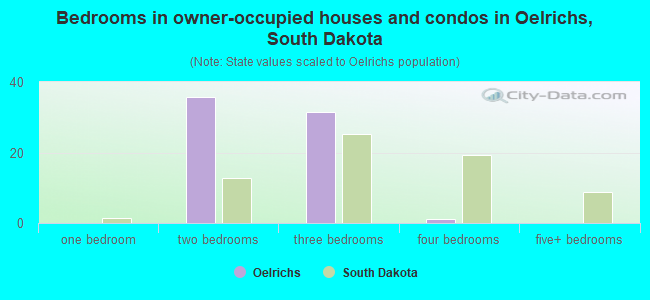 Bedrooms in owner-occupied houses and condos in Oelrichs, South Dakota