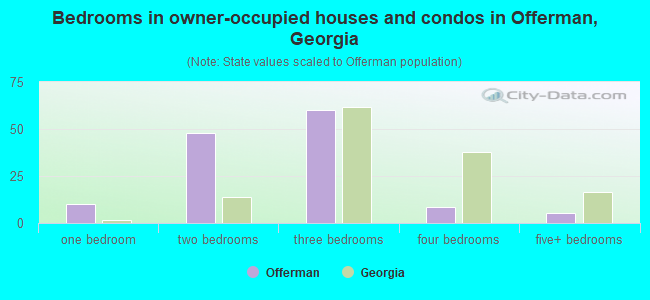 Bedrooms in owner-occupied houses and condos in Offerman, Georgia