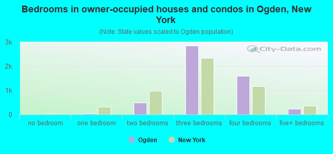 Bedrooms in owner-occupied houses and condos in Ogden, New York