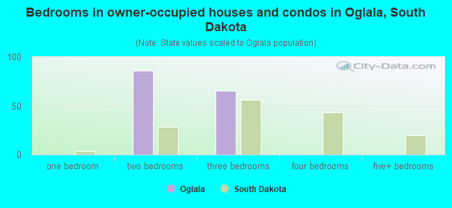 Bedrooms in owner-occupied houses and condos in Oglala, South Dakota