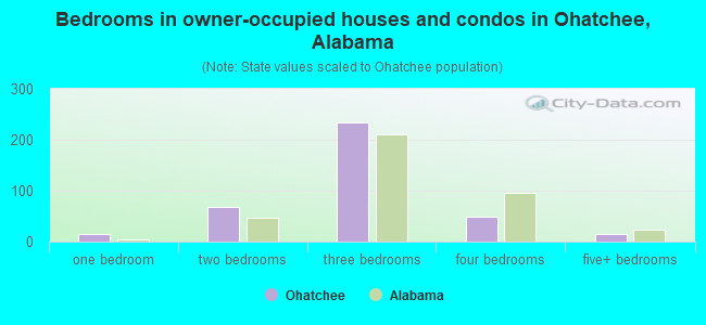 Bedrooms in owner-occupied houses and condos in Ohatchee, Alabama