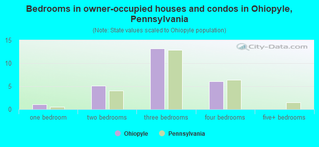 Bedrooms in owner-occupied houses and condos in Ohiopyle, Pennsylvania