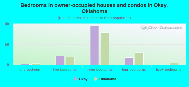 Bedrooms in owner-occupied houses and condos in Okay, Oklahoma