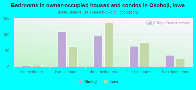 Bedrooms in owner-occupied houses and condos in Okoboji, Iowa