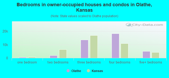 Bedrooms in owner-occupied houses and condos in Olathe, Kansas