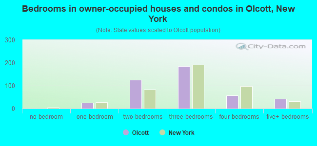 Bedrooms in owner-occupied houses and condos in Olcott, New York
