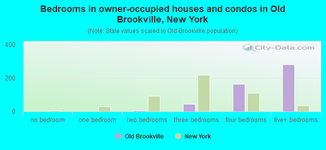 Bedrooms in owner-occupied houses and condos in Old Brookville, New York