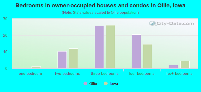 Bedrooms in owner-occupied houses and condos in Ollie, Iowa
