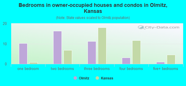 Bedrooms in owner-occupied houses and condos in Olmitz, Kansas