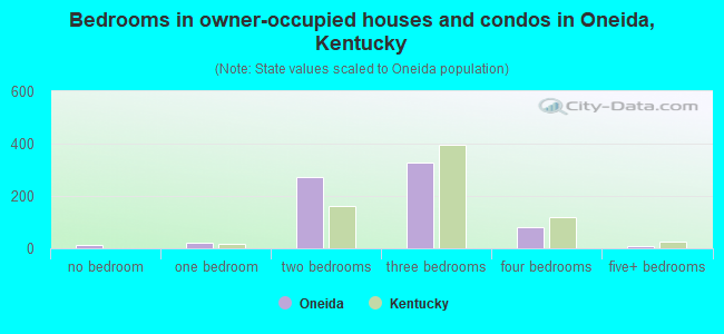 Bedrooms in owner-occupied houses and condos in Oneida, Kentucky