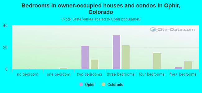 Bedrooms in owner-occupied houses and condos in Ophir, Colorado