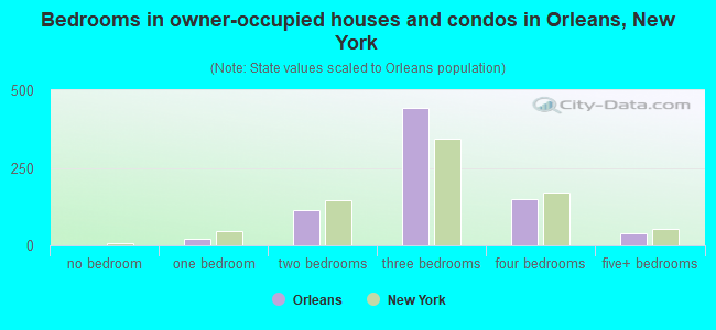 Bedrooms in owner-occupied houses and condos in Orleans, New York
