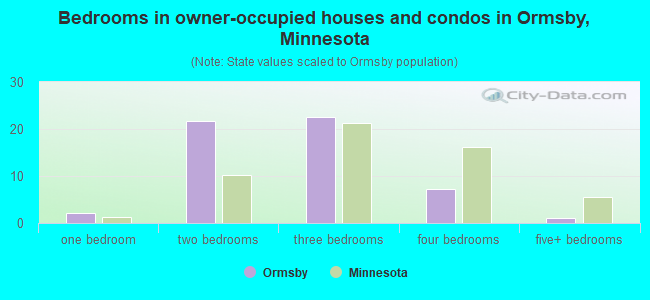 Bedrooms in owner-occupied houses and condos in Ormsby, Minnesota