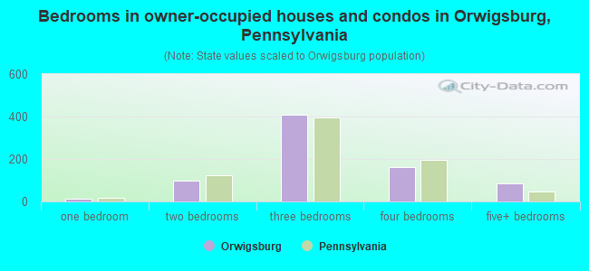 Bedrooms in owner-occupied houses and condos in Orwigsburg, Pennsylvania