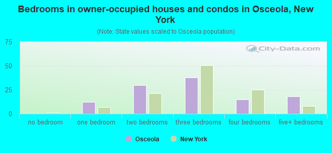 Bedrooms in owner-occupied houses and condos in Osceola, New York