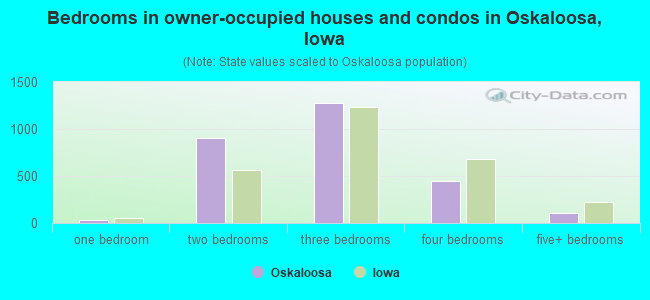 Bedrooms in owner-occupied houses and condos in Oskaloosa, Iowa