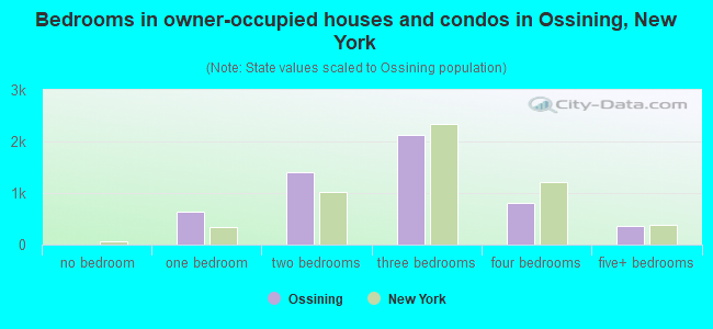 Bedrooms in owner-occupied houses and condos in Ossining, New York