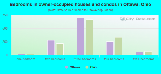 Bedrooms in owner-occupied houses and condos in Ottawa, Ohio