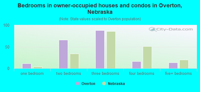 Bedrooms in owner-occupied houses and condos in Overton, Nebraska