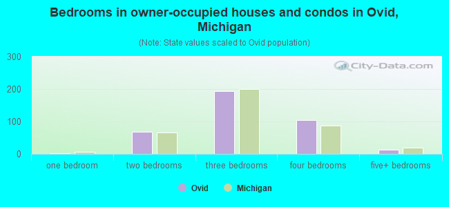 Bedrooms in owner-occupied houses and condos in Ovid, Michigan