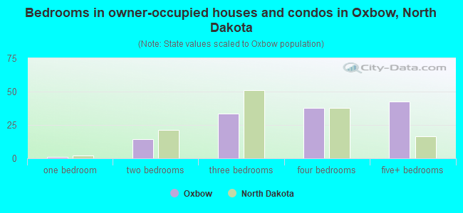 Bedrooms in owner-occupied houses and condos in Oxbow, North Dakota