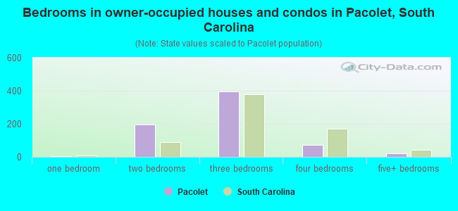Bedrooms in owner-occupied houses and condos in Pacolet, South Carolina