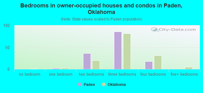 Bedrooms in owner-occupied houses and condos in Paden, Oklahoma