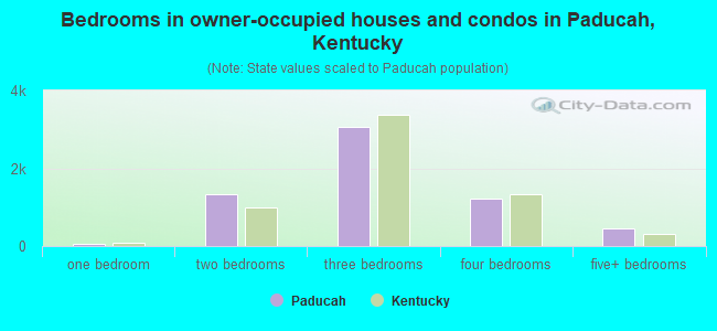 Bedrooms in owner-occupied houses and condos in Paducah, Kentucky