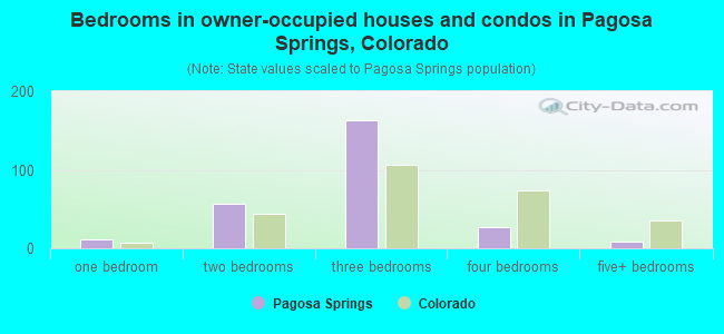 Bedrooms in owner-occupied houses and condos in Pagosa Springs, Colorado