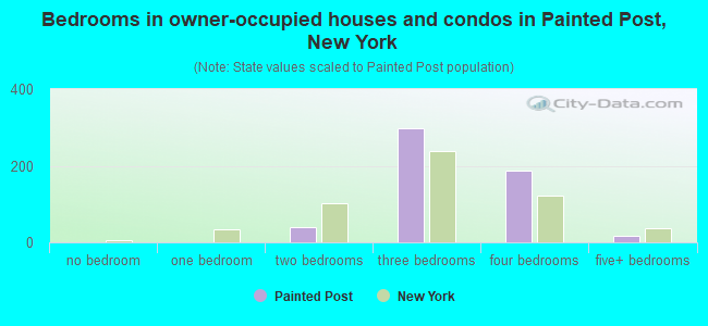 Bedrooms in owner-occupied houses and condos in Painted Post, New York