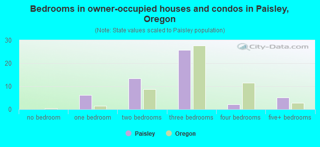 Bedrooms in owner-occupied houses and condos in Paisley, Oregon