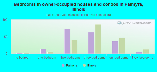 Bedrooms in owner-occupied houses and condos in Palmyra, Illinois