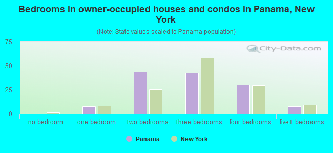 Bedrooms in owner-occupied houses and condos in Panama, New York
