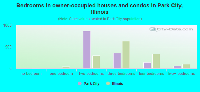 Bedrooms in owner-occupied houses and condos in Park City, Illinois
