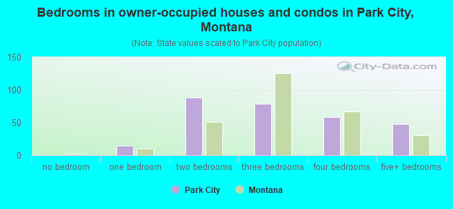 Bedrooms in owner-occupied houses and condos in Park City, Montana