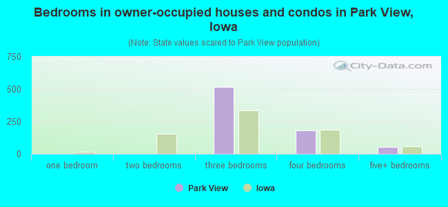 Bedrooms in owner-occupied houses and condos in Park View, Iowa