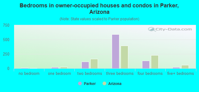 Bedrooms in owner-occupied houses and condos in Parker, Arizona