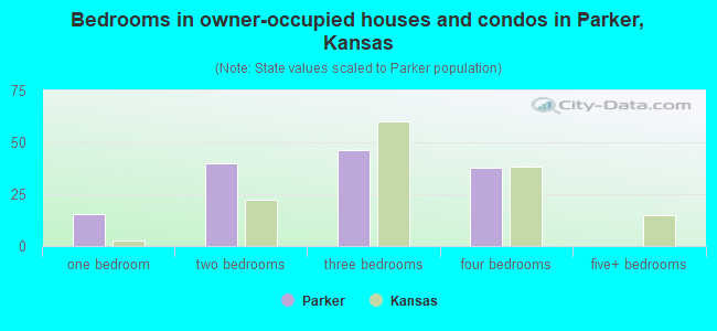 Bedrooms in owner-occupied houses and condos in Parker, Kansas